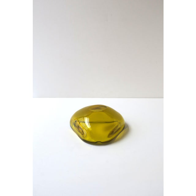 Yellow Italian Murano Art Glass Bowl or Ashtray Golden Yellow For Sale - Image 8 of 9