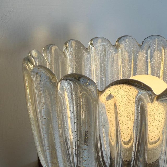 Murano Crystal Sconces with Suspended Gold Leaf Particles by E. Barovier for Erco, 1940s, Set of 2 For Sale - Image 15 of 18