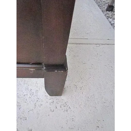 1990s King Size Wood Sleigh Headboard Foot Board and Rails Dark Tone Brown Color For Sale - Image 4 of 13