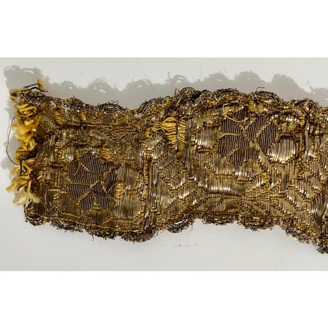Rare Jewish Pre War Woven Gold Textile Embroidered Antique Judaica Tallit Atara, c. 20th Century For Sale - Image 4 of 6
