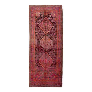 Handmade Vintage Shiraz Pink Wool Rug With Geometric Design For Sale