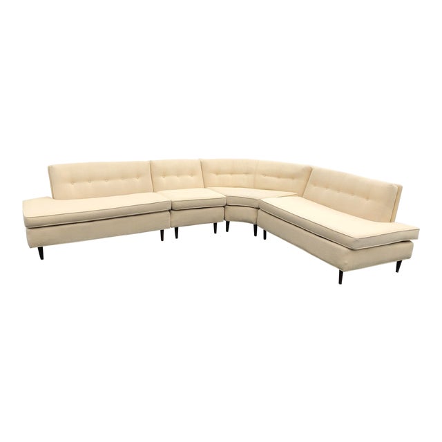 1950s Mid Century Modern Ivory Sectional Sofa 4 Pieces