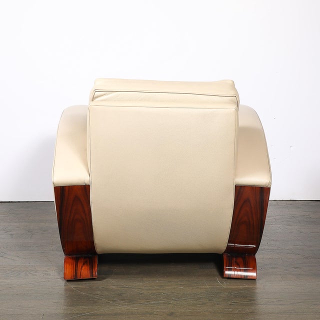 Pair of Art Deco Club Chairs in Palisander & Edelman Cream Leather For Sale - Image 12 of 18