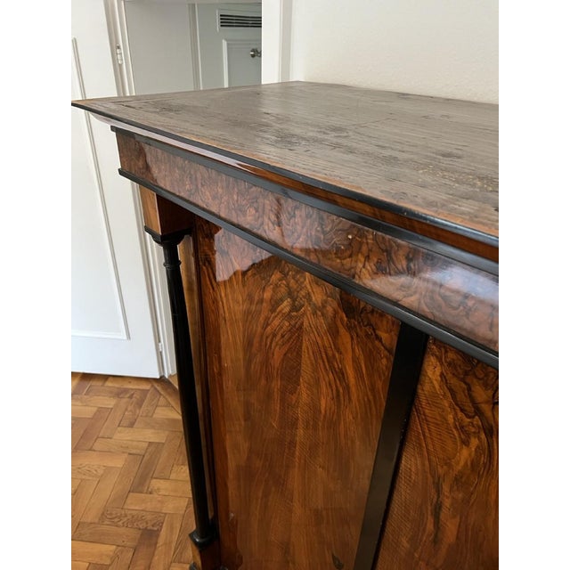 Biedermeier Armoire, Walnut Veneer and Full Columns, Austria, circa 1820 For Sale - Image 12 of 17