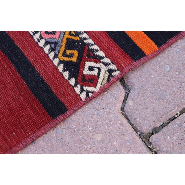 Textile 1960s Striped Dowry Handmade Mid Century Modern Handmade Kilim Rug For Sale - Image 7 of 10