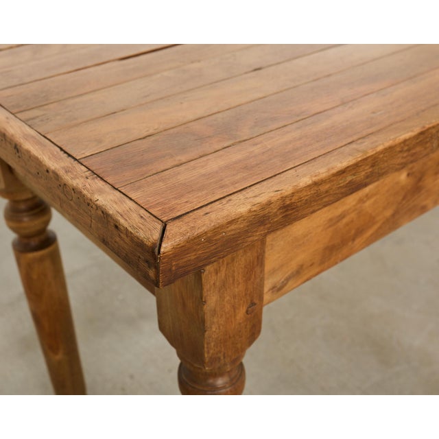 Country Farmhouse Hardwood Console Display Sofa Table 8 Ft For Sale - Image 11 of 18