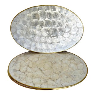 Vintage Capiz Shell Oval Placemat Set of 6 For Sale