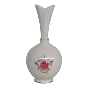 Lenox Roselyn Rhodora Porcelain Pink Rose With Gold Trim Bud Vase
