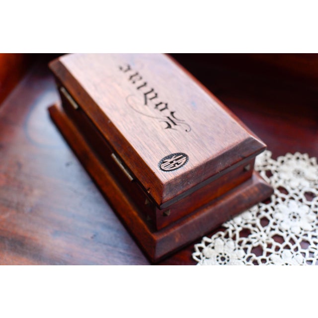 Late 19th Century Antique Wooden Keepsake Trinket Box Engraved Zodiac Tarot Card Holder For Sale - Image 5 of 9