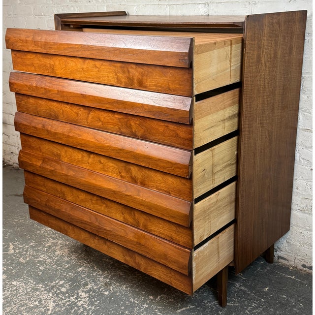 Wood Mid 20th Century Lane "First Edition" Mid-Century Walnut Highboy Dresser For Sale - Image 7 of 18