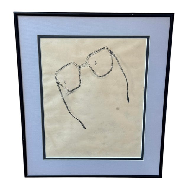 1980s 1980s Drawing of Glasses, Framed For Sale - Image 5 of 7