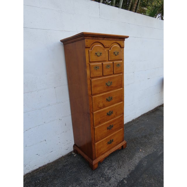 Wood Pier Cabinet Solid Maple Distressed Tall Narrow Lingerie Jewelry Chest 6243 For Sale - Image 7 of 16