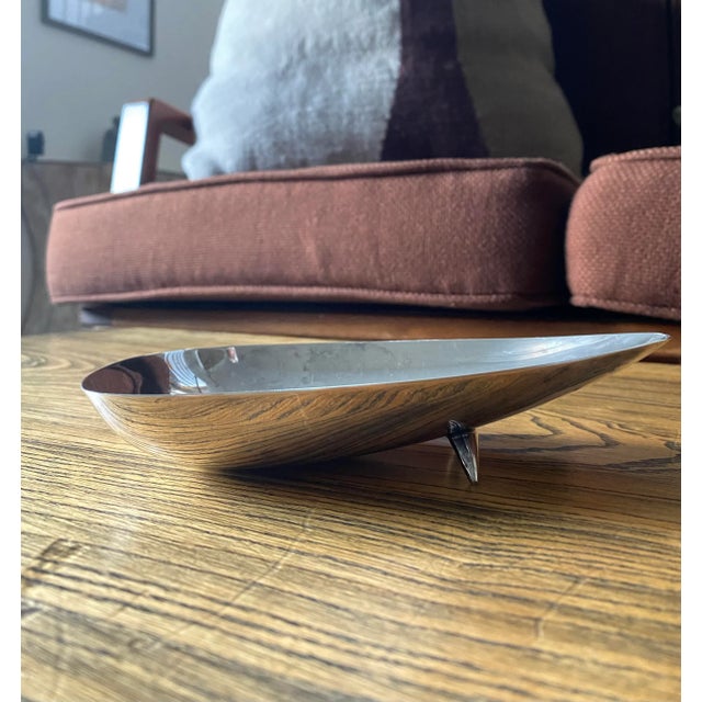 Metal Modernist Minimalist John Prip for Reed & Barton Ac 94 Atomic Dish For Sale - Image 7 of 11