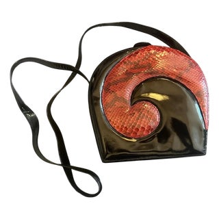 1990s High Quality Red and Black Italian Evening Bag by Luciano Padovan For Sale