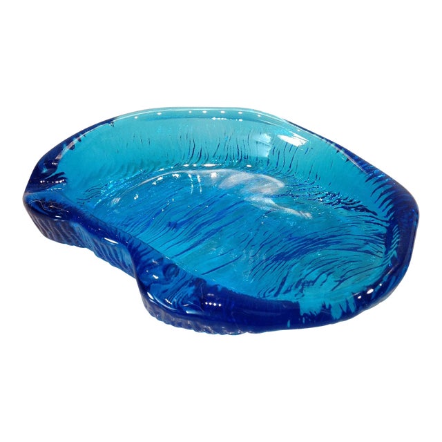 Vintage Blue Glass Blenko Ashtray Chairish