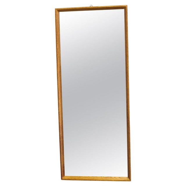 Danish Minimalist Wall Mirror with Oak Frame, 1960s For Sale - Image 9 of 9