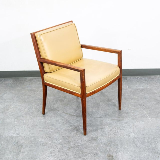 Tan Mid Century Modern Lounge Chairs Solid Walnut Pair Tan Armchairs Two MCM Vintage For Sale - Image 8 of 10