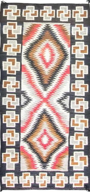 Antique Large Navajo Style Eye Dazzler Rug, 4'2" X 9'4"