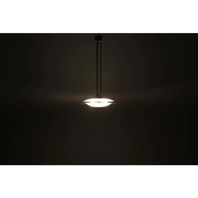 Brass and Curved Glass Pendant attributed to Pietro Chiesa for Fontana Arte, Italy, 1940s For Sale - Image 11 of 14