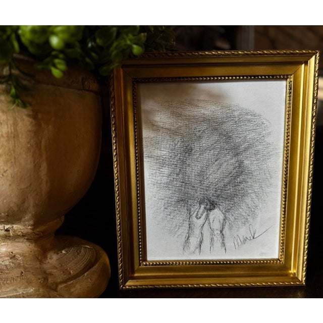Signed Marek Charcoal Nude Study on Canvas in Gilt Frame | Intimate Atelier Drawing For Sale In Houston - Image 6 of 7
