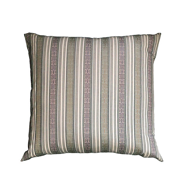 2020s Bhutan Silk Accent Pillow, Kishuthara Weaving, 18" Square For Sale - Image 5 of 12