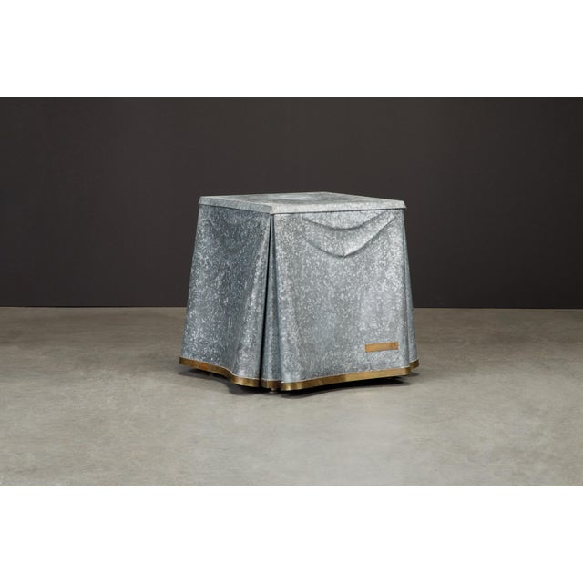 John Dickinson Original Production John Dickinson Galvanized Steel Drape End Table, Signed For Sale - Image 4 of 12