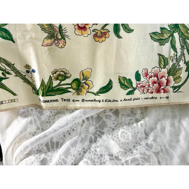 Vintage 1976 Flowering Tree Brunschwig & Fils , Inc Hand Print Fabric 44” X 50” For Sale In Miami - Image 6 of 12