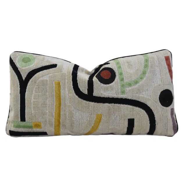 Clarence House Clarence House Velours Klee Beige Modern Geometric Feather/Down Pillow For Sale - Image 4 of 6