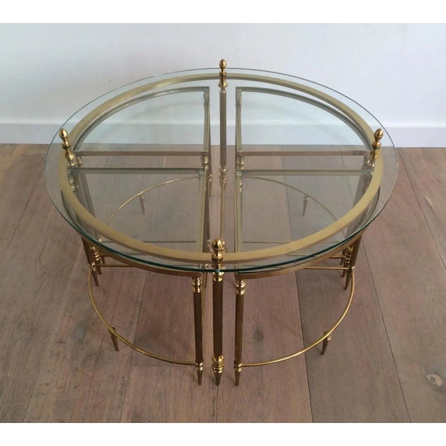 Maison Baguès 1940s Maison Baguès Neoclassical Round Brass Coffee Table with Nesting Tables - 5 Pieces For Sale - Image 4 of 13
