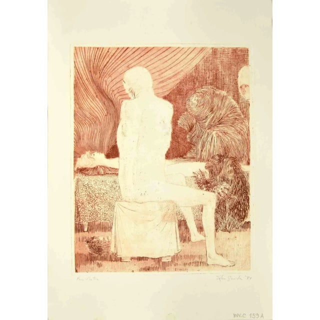 The Silence is an original etching on paper realized by Leo Guida in 1971. Good condition. Leo Guida (1992 - 2017)....