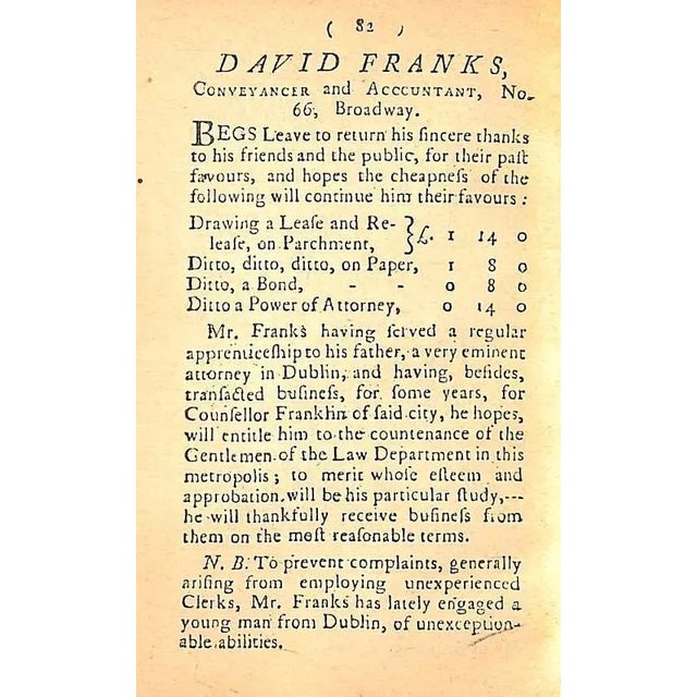 Red "New York Directory 1786" 1876 Franks, David For Sale - Image 8 of 11