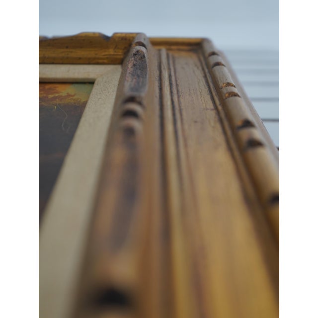 Paint 1950s Means Artist Signed European Lake Scene Oil Painting on Canvas For Sale - Image 7 of 12