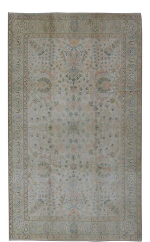 Keivan Woven Arts,TU-Vey-46011, Neutral Vintage Turkish Oushak Rug- 6′ × 9′10″