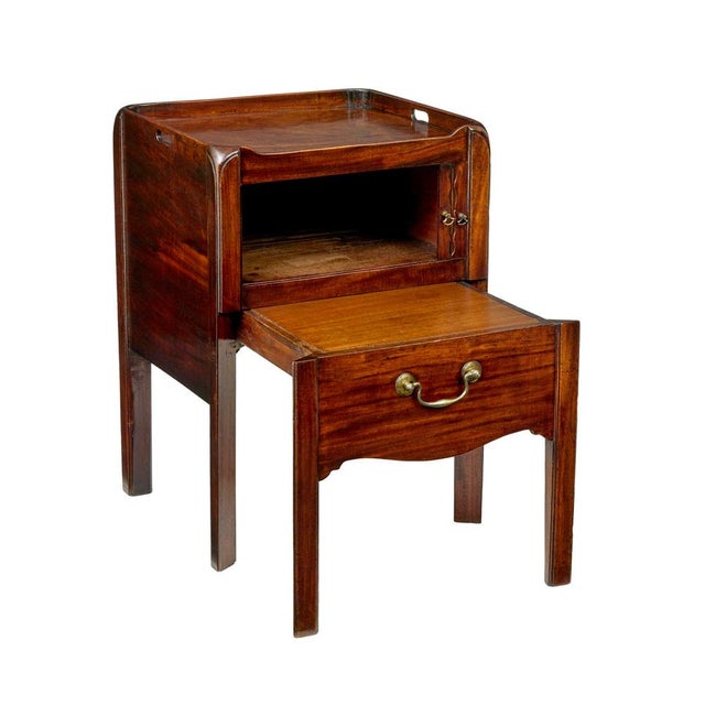 19th century georgian tambour bedside table circa 1800. good quality georgian period mahogany nightstand in the sheraton...