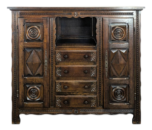 Tall Oak Buffet in the style of Dudouyt