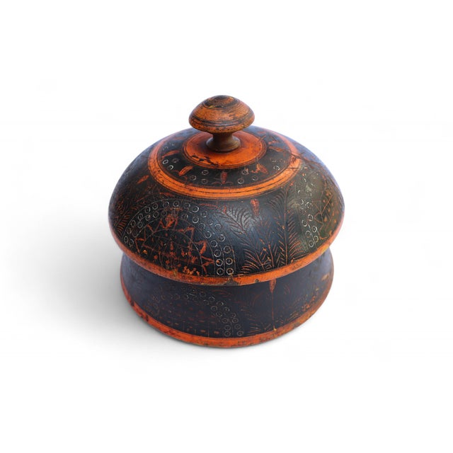 Handpainted Wooden Lacquerware Spice Box, 1950s For Sale - Image 3 of 10