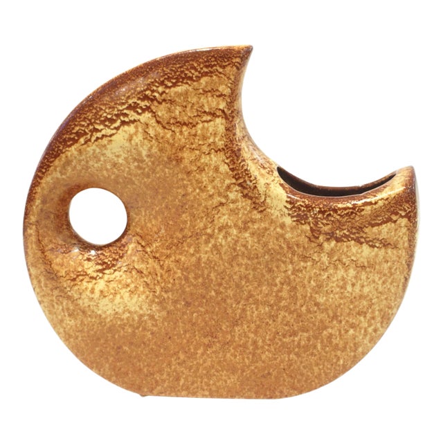 1960 Bertoncello Italian Vintage Abstract Sculpture Brown Red Beige Ceramic Vase For Sale