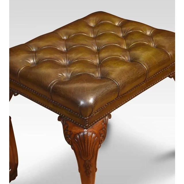 Vintage Leather Upholstered Stool For Sale - Image 3 of 10