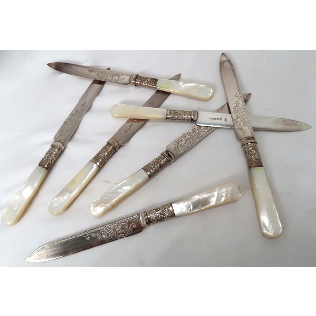 Antique Sheffield Silverplate & Mother of Pearl Fish Serving Cutlery