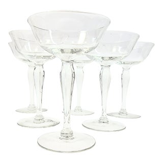 Curvy Legged Champagne Coupes- Set of Six For Sale