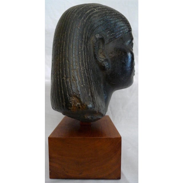1960s Museum Pieces Inc. Black Granite Egyptian Head Sculpture For Sale - Image 4 of 10