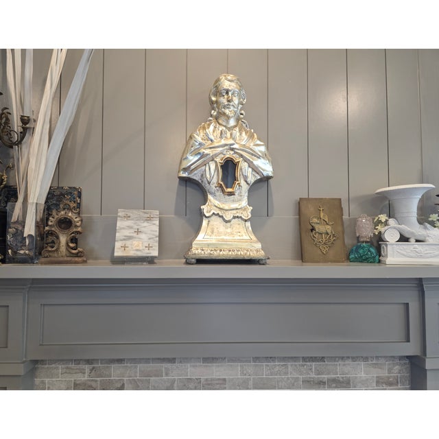 Antique Carved Marble Roman Catholic Church Reliquary Altar Stone Plaque For Sale In Dallas - Image 6 of 18