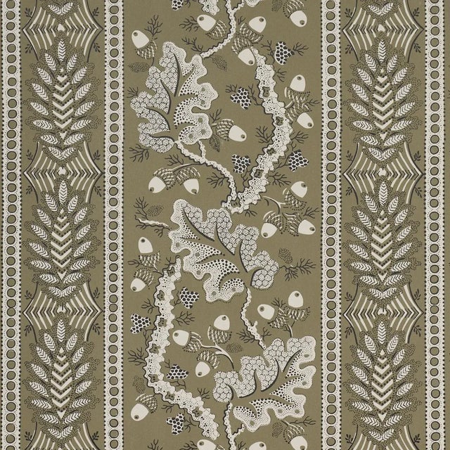 SAMPLE - Schumacher Richmond House Wallpaper In Sage For Sale