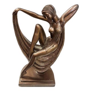 1990s Art Deco Style Nude Flapper Lamp by Crosa for Widdop Bingham & Co LTD For Sale