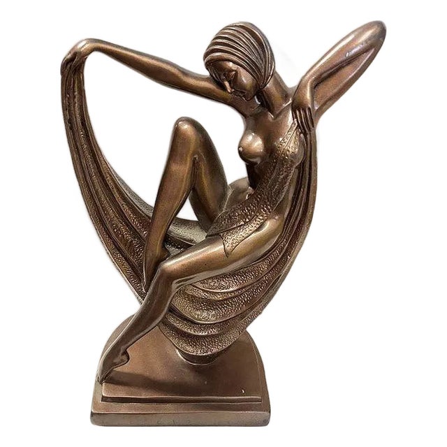 1990s Art Deco Style Nude Flapper Lamp by Crosa for Widdop Bingham & Co LTD For Sale