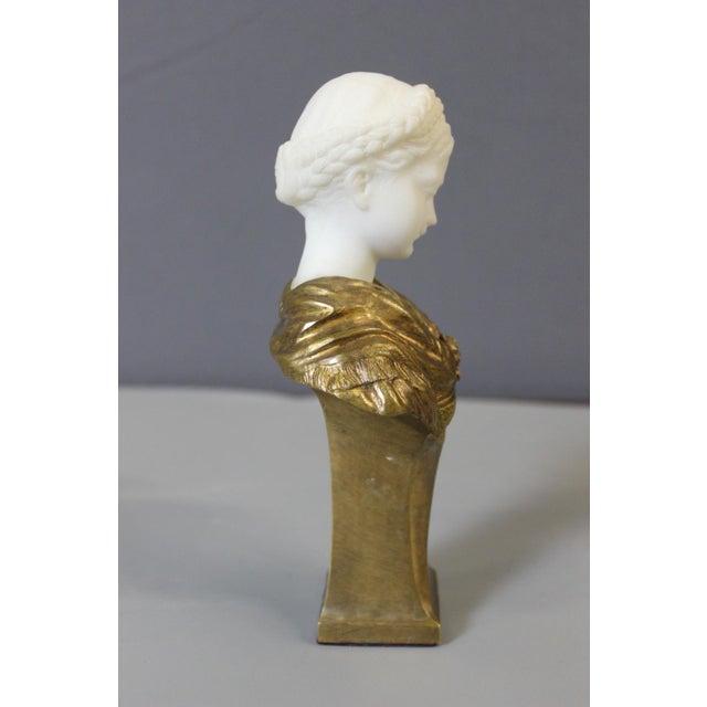 Bust of a Young Woman in Bronze and Marble by Vordormayer For Sale - Image 6 of 13