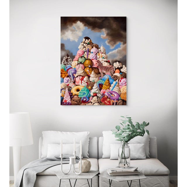 Early 21st Century The Queen of Ice Cream by Robin Hextrum | Oil on Canvas Colorful mountain of ice cream and desserts For Sale - Image 5 of 5