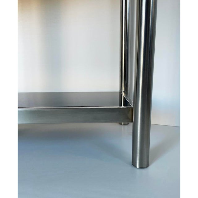 Vintage Console Table in Steel and Black Glass, 1970s For Sale - Image 6 of 8