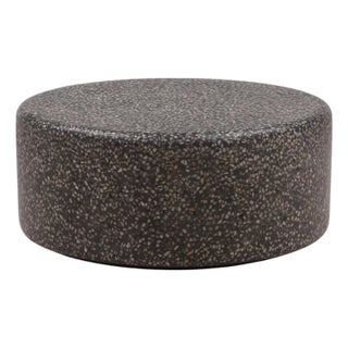 Outdoor Modern Black Terrazzo Round Coffee Table For Sale