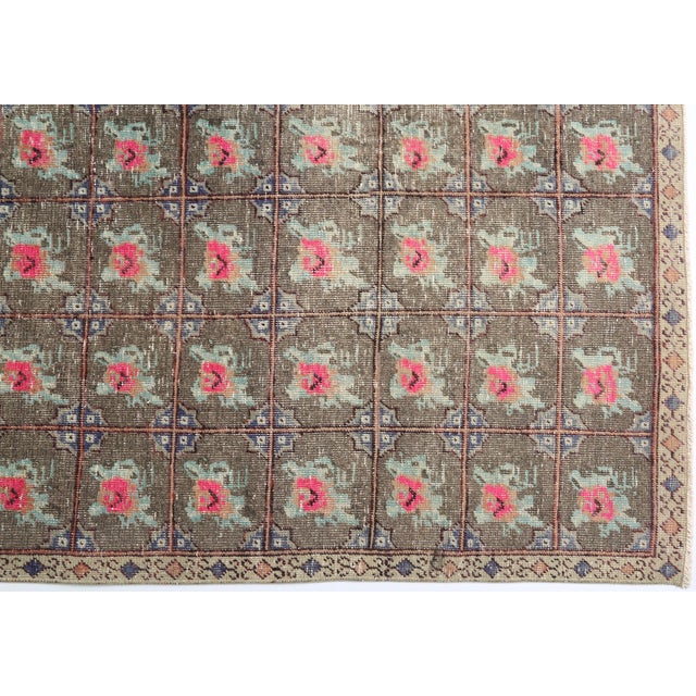 Mid 20th Century Modern Tribal Kilim Rug With Floral Grid Motif – Handwoven Heritage With Graphic Symmetry -' 5'' X 7' 7'' For Sale - Image 9 of 10